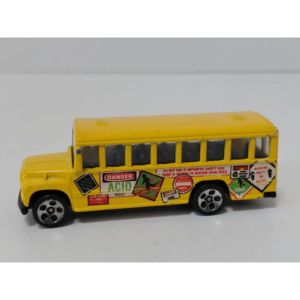 Hot Wheels 1988 School Bus Danger Acid Rock Toxic Yellow Diecast Toy Car
